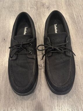 EUC Men's Timberland Black Canvas/Suede  Boat Shoes